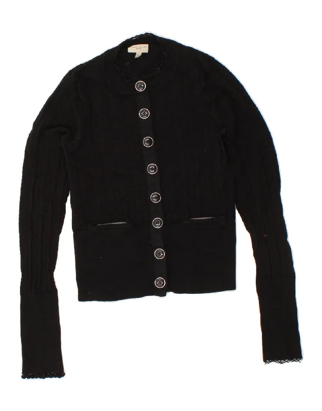 KAREN MILLEN Womens Crop Cardigan Sweater US 1 XS Black Wool Modern Contemporary chic KAREN MILLEN Womens Crop Cardigan Sweater US 1 XS Black Wool Modern Contemporary chic