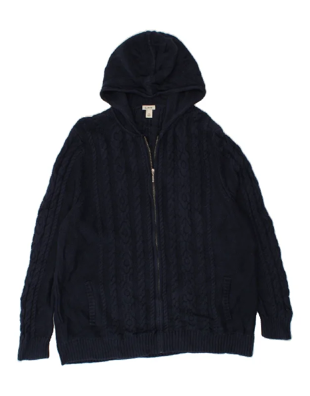 L.L.BEAN Womens Hooded Cardigan Sweater UK 20 2XL Navy Blue Cotton Stylish Fashionable Trendy L.L.BEAN Womens Hooded Cardigan Sweater UK 20 2XL Navy Blue Cotton Stylish Fashionable Trendy