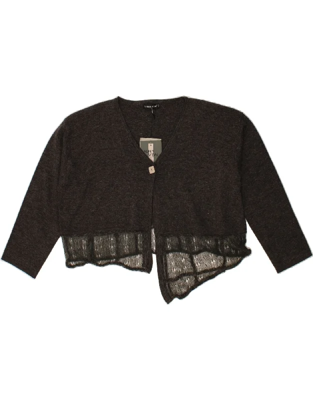 LAUREN VIDAL Womens Asymmetric Crop Cardigan Sweater UK 16 Large Grey Iron Safe Non-Iron Wrinkle Free LAUREN VIDAL Womens Asymmetric Crop Cardigan Sweater UK 16 Large Grey Iron Safe Non-Iron Wrinkle Free