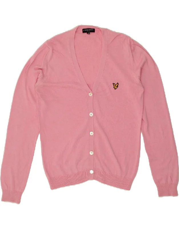 LYLE & SCOTT Womens Cardigan Sweater UK 14 Medium Pink Cotton Plaid Cardigan Polka Dot Checkered LYLE & SCOTT Womens Cardigan Sweater UK 14 Medium Pink Cotton Plaid Cardigan Polka Dot Checkered