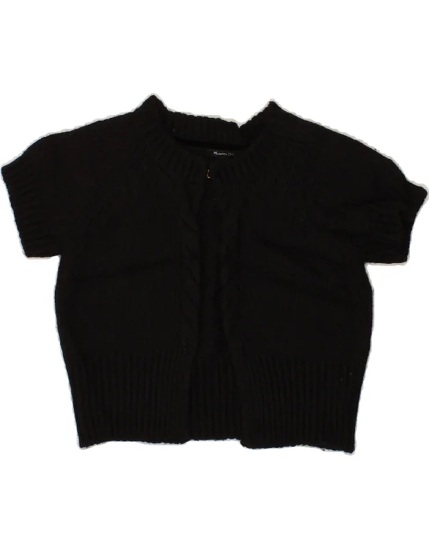MASSIMO DUTTI Womens Short Sleeve Crop Cardigan Sweater UK 12 Medium Black Stylish Fashionable Trendy MASSIMO DUTTI Womens Short Sleeve Crop Cardigan Sweater UK 12 Medium Black Stylish Fashionable Trendy