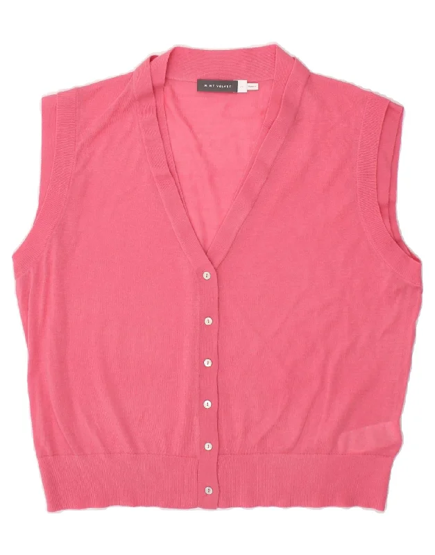 MINT VELVET Womens Sleeveless Cardigan Sweater UK 18 XL Pink Acrylic Sequined Glittery Shiny