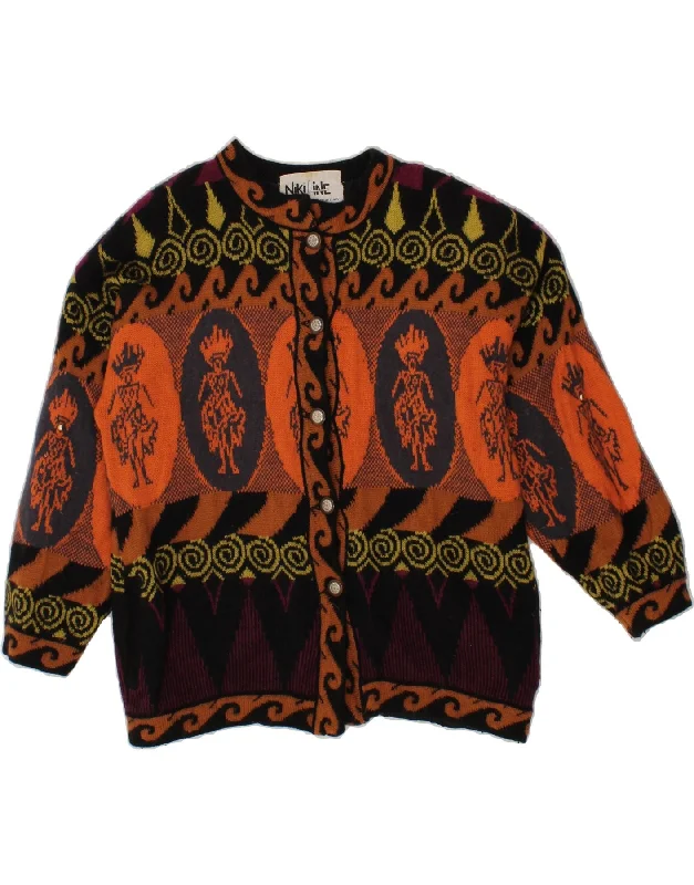 NIKI LINE Womens Crazy Pattern Cardigan Sweater UK 20 2XL Multicoloured Cardigan Knitwear Sweater NIKI LINE Womens Crazy Pattern Cardigan Sweater UK 20 2XL Multicoloured Cardigan Knitwear Sweater