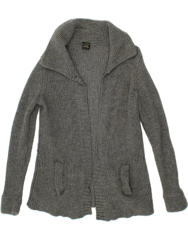 PAUL & SHARK Womens Open Cardigan Sweater UK 12 Medium Grey Oversized Loose Flowy