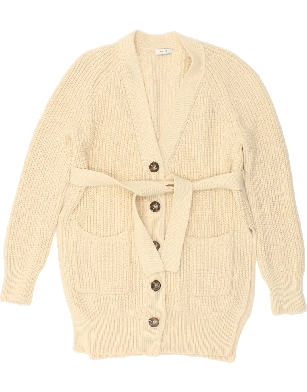 REISS Womens Longline Cardigan Sweater UK 8 Small Off White Cotton Boat Neck Shawl Collar Notched Collar REISS Womens Longline Cardigan Sweater UK 8 Small Off White Cotton Boat Neck Shawl Collar Notched Collar