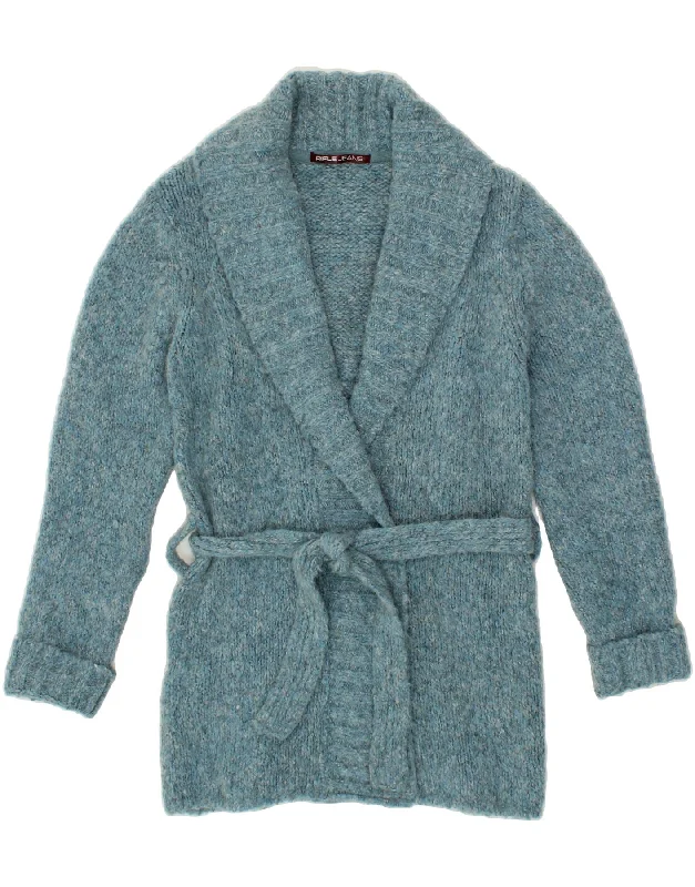 RIFLE Womens Cardigan Sweater UK 16 Large Blue Acrylic Thin Thick Dense