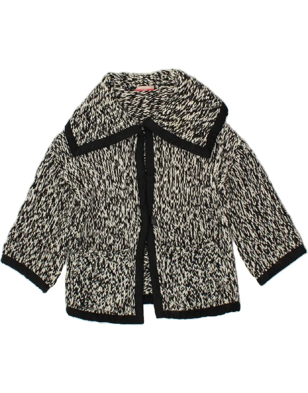 STEFANEL Womens Oversized 3/4 Sleeve Cardigan Sweater UK 10 Small Grey Neon metallic Matte STEFANEL Womens Oversized 3/4 Sleeve Cardigan Sweater UK 10 Small Grey Neon metallic Matte