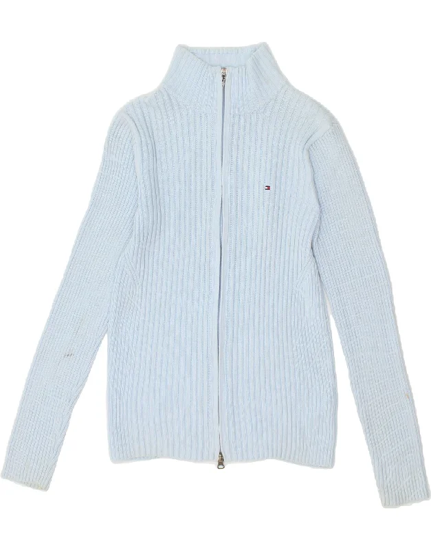 TOMMY HILFIGER Womens Cardigan Sweater UK 12 Medium Blue Cotton Stretchy Elastic Breathable TOMMY HILFIGER Womens Cardigan Sweater UK 12 Medium Blue Cotton Stretchy Elastic Breathable