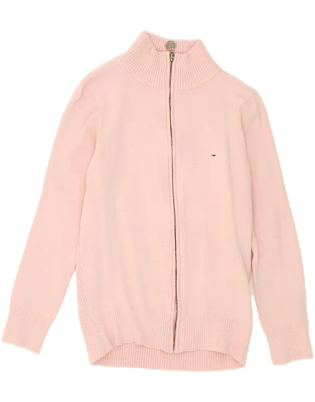 TOMMY HILFIGER Womens Cardigan Sweater UK 12 Medium Pink Cotton Lightweight Heavyweight Midweight TOMMY HILFIGER Womens Cardigan Sweater UK 12 Medium Pink Cotton Lightweight Heavyweight Midweight