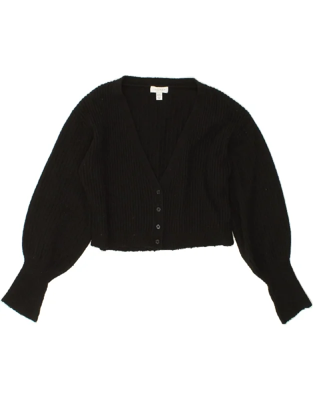 TOPSHOP Womens Crop Cardigan Sweater UK 6 XS Black Jersey Fabric Tulle Fabric Batik Fabric TOPSHOP Womens Crop Cardigan Sweater UK 6 XS Black Jersey Fabric Tulle Fabric Batik Fabric