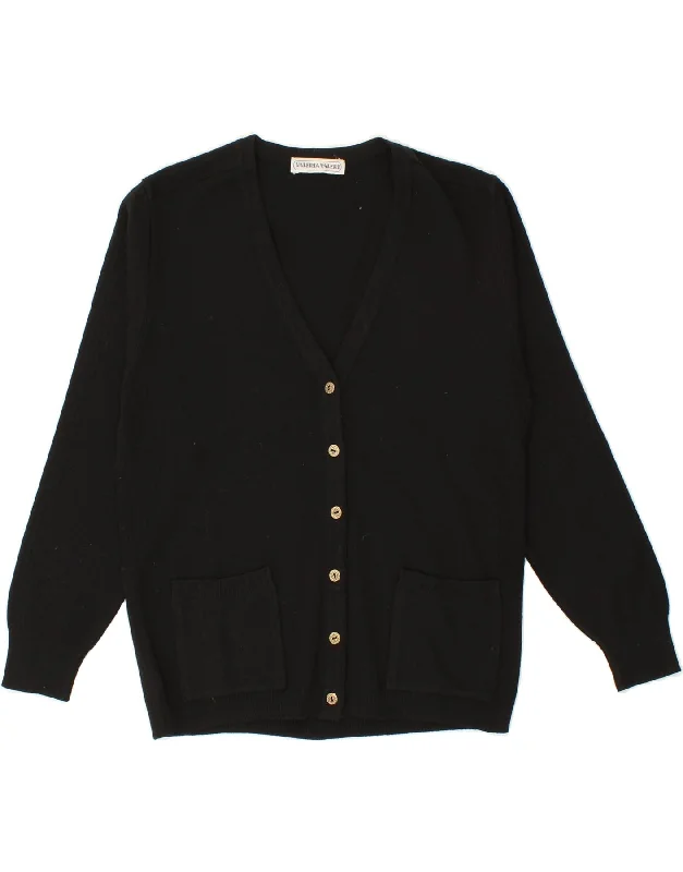VINTAGE Womens Cardigan Sweater IT 48 XL Black Wool Cotton Fabric Linen Fabric Terry Fabric VINTAGE Womens Cardigan Sweater IT 48 XL Black Wool Cotton Fabric Linen Fabric Terry Fabric