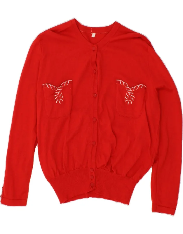 VINTAGE Womens Cardigan Sweater IT 48 XL Red Wool Faux Fur Fabric Real Fur Fabric Shearling Fabric VINTAGE Womens Cardigan Sweater IT 48 XL Red Wool Faux Fur Fabric Real Fur Fabric Shearling Fabric