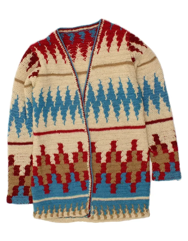 VINTAGE Womens Cardigan Sweater UK 12 Medium Multicoloured Fair Isle Sequined Glittery Shiny VINTAGE Womens Cardigan Sweater UK 12 Medium Multicoloured Fair Isle Sequined Glittery Shiny