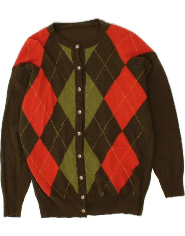 VINTAGE Womens Cardigan Sweater UK 14/16 Large Khaki Argyle/Diamond Casual Formal Business VINTAGE Womens Cardigan Sweater UK 14/16 Large Khaki Argyle/Diamond Casual Formal Business