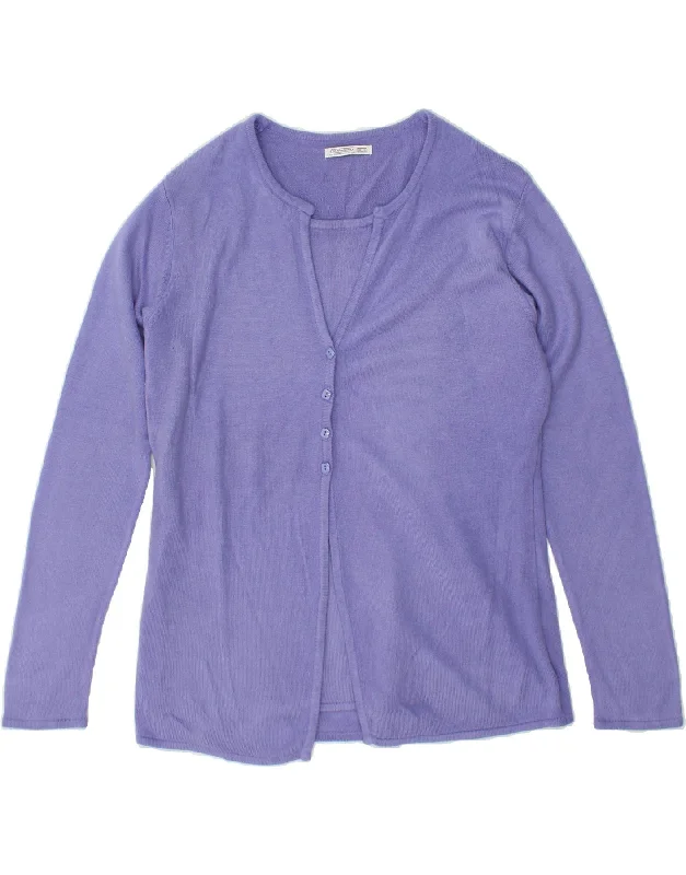 VINTAGE Womens Cardigan Sweater UK 14/16 Large Purple Acrylic Cashmere Blend Cotton Blend Poly Blend VINTAGE Womens Cardigan Sweater UK 14/16 Large Purple Acrylic Cashmere Blend Cotton Blend Poly Blend