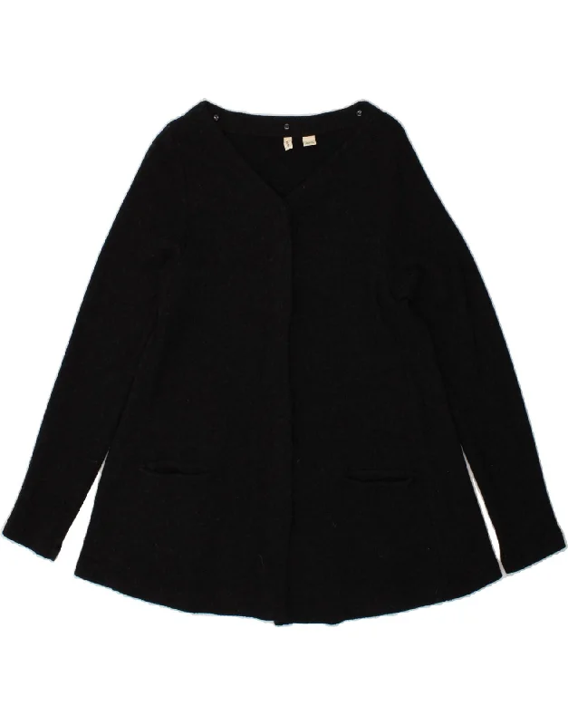 VINTAGE Womens Cardigan Sweater UK 14 Medium Black Cotton Welt Pockets Slit Pockets Flap Pockets VINTAGE Womens Cardigan Sweater UK 14 Medium Black Cotton Welt Pockets Slit Pockets Flap Pockets