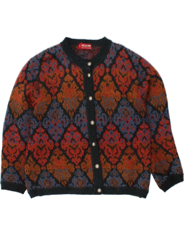 VINTAGE Womens Cardigan Sweater UK 16 Large Multicoloured Argyle/Diamond Denim Fabric Leather Fabric Suede Fabric VINTAGE Womens Cardigan Sweater UK 16 Large Multicoloured Argyle/Diamond Denim Fabric Leather Fabric Suede Fabric