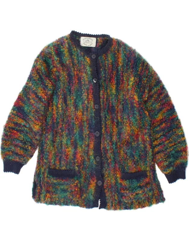 VINTAGE Womens Cardigan Sweater UK 16 Large Multicoloured Mohair Fitted Loose Oversized VINTAGE Womens Cardigan Sweater UK 16 Large Multicoloured Mohair Fitted Loose Oversized