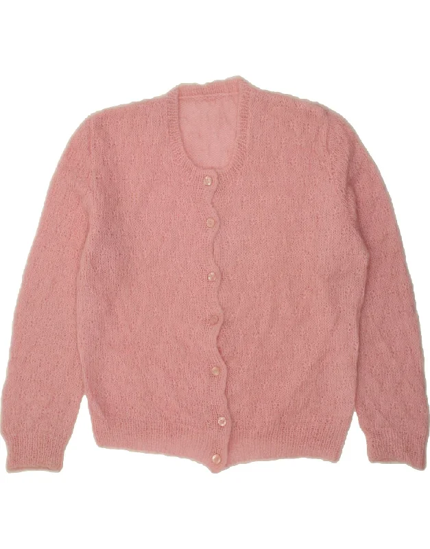 VINTAGE Womens Cardigan Sweater UK 16 Large Pink Wool Fabric Cashmere Fabric Tweed Fabric VINTAGE Womens Cardigan Sweater UK 16 Large Pink Wool Fabric Cashmere Fabric Tweed Fabric