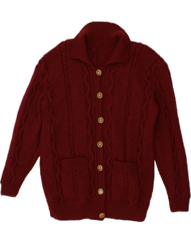 VINTAGE Womens Cardigan Sweater UK 20 2XL Burgundy Boxy Cardigan Fitted Cardigan A-Line VINTAGE Womens Cardigan Sweater UK 20 2XL Burgundy Boxy Cardigan Fitted Cardigan A-Line