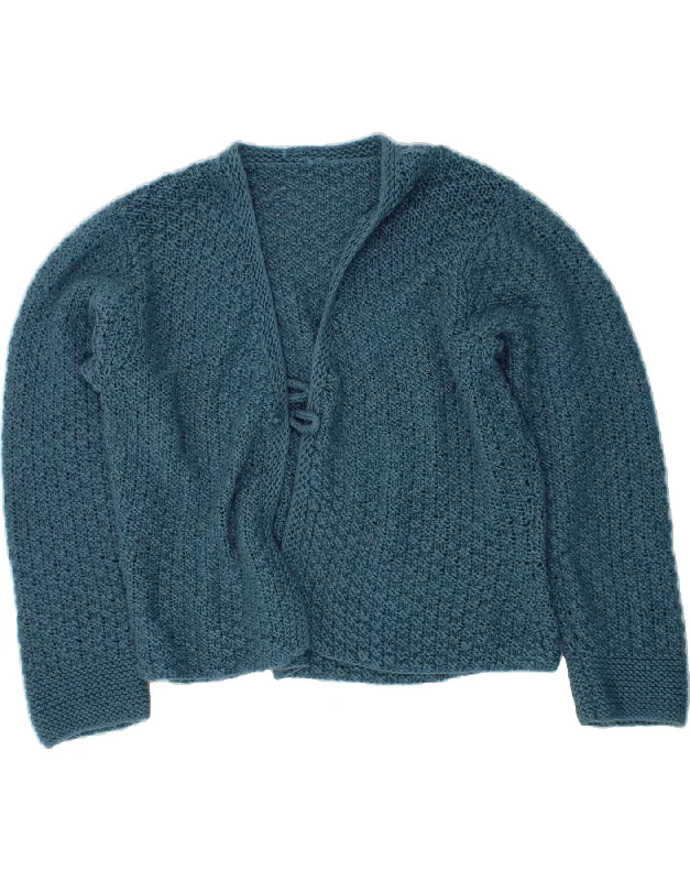 VINTAGE Womens Cardigan Sweater UK 24 4XL Blue Knit Fabric Woven Fabric Fleece Fabric VINTAGE Womens Cardigan Sweater UK 24 4XL Blue Knit Fabric Woven Fabric Fleece Fabric