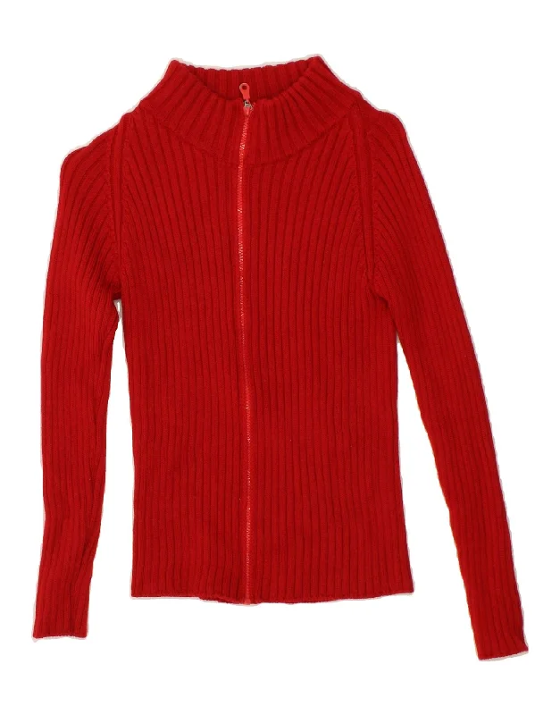 VINTAGE Womens Cardigan Sweater UK 4 XS Red Thin Thick Dense