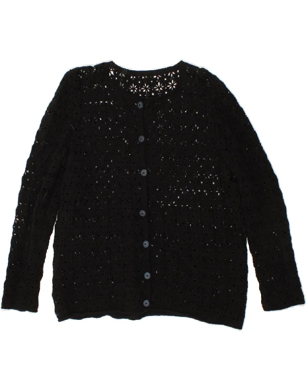 VINTAGE Womens Crochet Cardigan Sweater UK 14 Large Black Anti-Pilling Anti-Shrink Durable VINTAGE Womens Crochet Cardigan Sweater UK 14 Large Black Anti-Pilling Anti-Shrink Durable