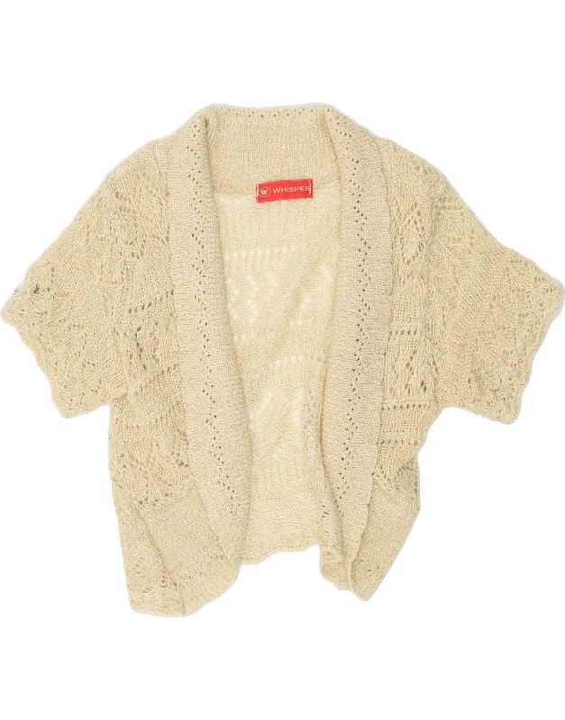 VINTAGE Womens Crop Short Sleeve Cardigan Sweater UK 8 Small Beige Acrylic Asymmetrical,ymmetric Pencil Cardigan VINTAGE Womens Crop Short Sleeve Cardigan Sweater UK 8 Small Beige Acrylic Asymmetrical,ymmetric Pencil Cardigan