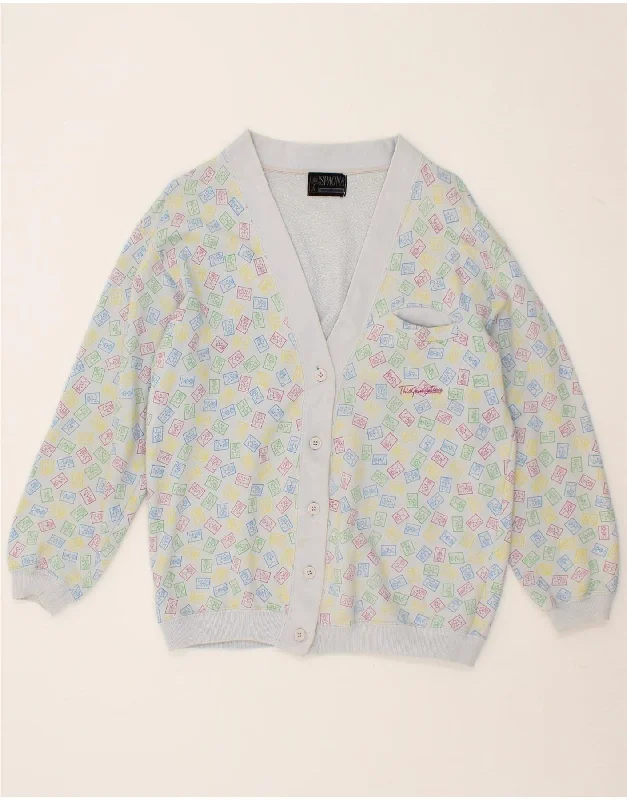 VINTAGE Womens Graphic Cardigan Sweater IT 42 Medium Grey Cotton Lace Blend Ribbed Blend Corduroy Blend VINTAGE Womens Graphic Cardigan Sweater IT 42 Medium Grey Cotton Lace Blend Ribbed Blend Corduroy Blend