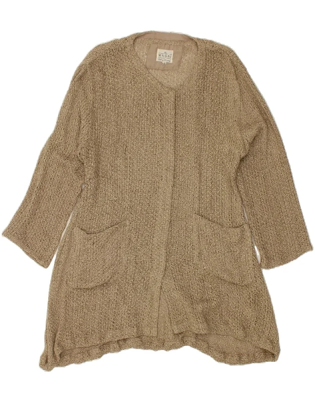 VINTAGE Womens Longline Cardigan Sweater UK 20 2XL Beige Viscose Sequined Glittery Shiny VINTAGE Womens Longline Cardigan Sweater UK 20 2XL Beige Viscose Sequined Glittery Shiny
