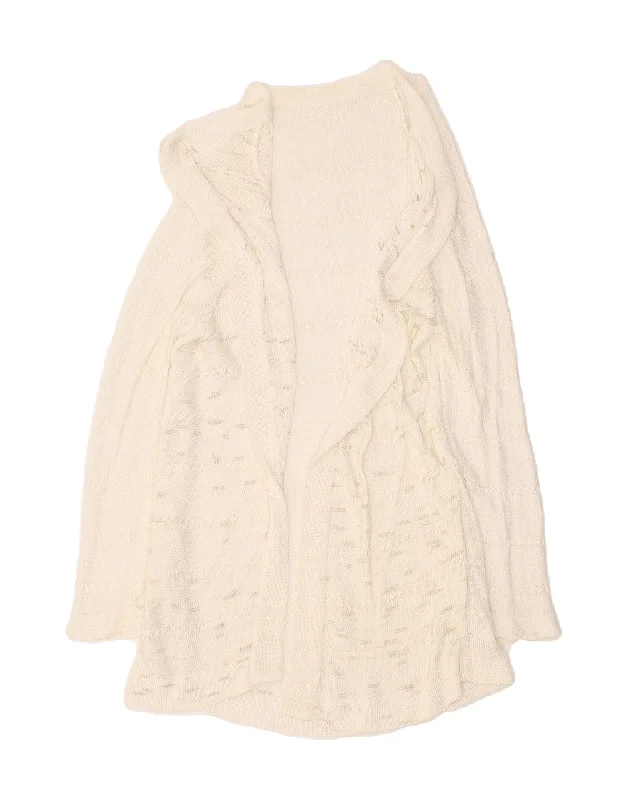 VINTAGE Womens Longline See Through Cardigan Sweater UK 10 Small Off White Thin Thick Dense VINTAGE Womens Longline See Through Cardigan Sweater UK 10 Small Off White Thin Thick Dense