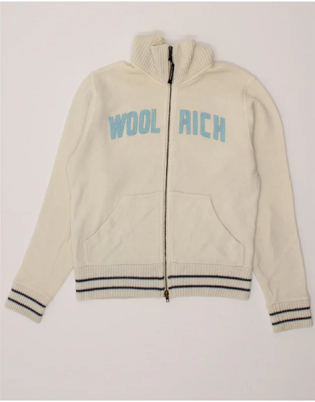 WOOLRICH Womens Graphic Cardigan Sweater UK 14 Large Beige Wool Herringbone Houndstooth Plaid WOOLRICH Womens Graphic Cardigan Sweater UK 14 Large Beige Wool Herringbone Houndstooth Plaid