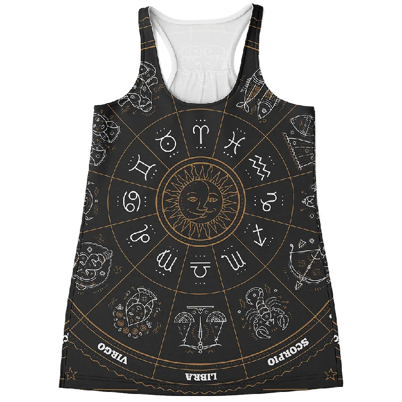 Vintage Zodiac Circle Print Women's Racerback Tank Top